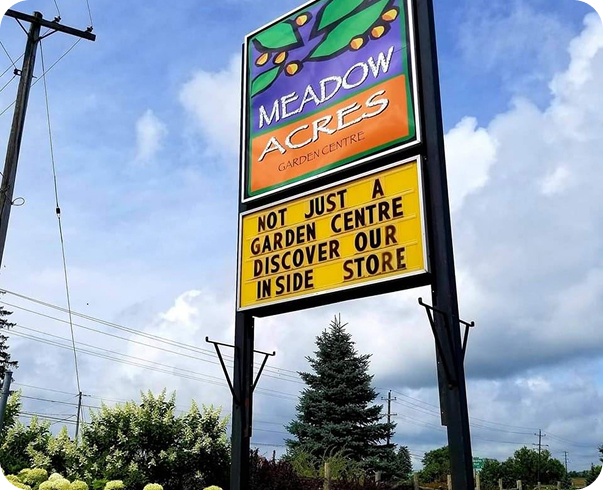 Meadow Acres sign outside their location